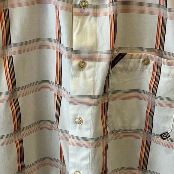 Ecko Unltd Men's Short Sleeve Button Up Collared Plaid Shirt Cream\Orange L - Picture 6 of 6